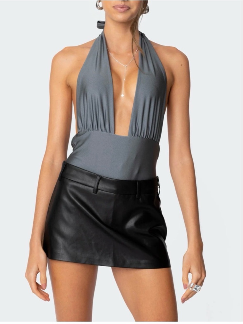 Edikted Cele Shiny Gathered Bodysuit